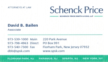 David B. Bailen - Schenck, Price, Smith & King LLP | BUSINESS LAW