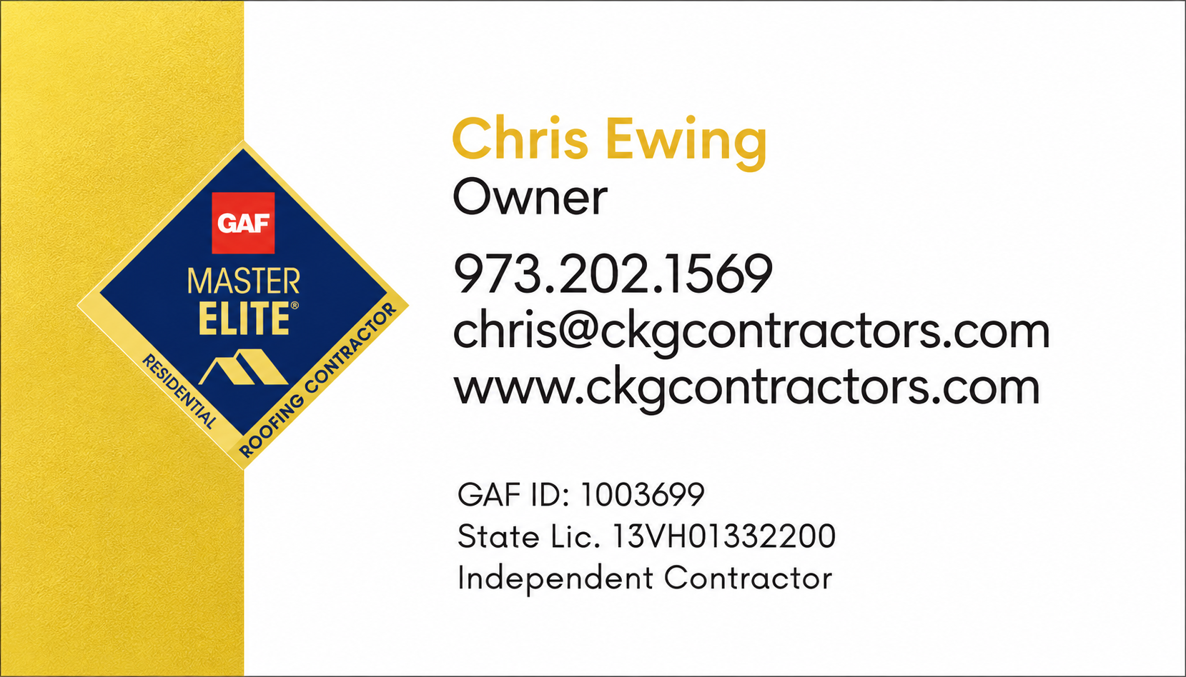 Chris&nbsp;Ewing - CKG Contractors | Roofing