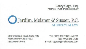 Carey Gage - Jardim, Meisner & Susser, P.C. | ATTORNEY AT LAW<BR>TAX AND ESTATE PLANNING