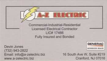 Devin Jones - A-Z Electric, Inc. | RESIDENTIAL / COMMERCIAL<br>ELECTRICIAN<br>GENERATORS